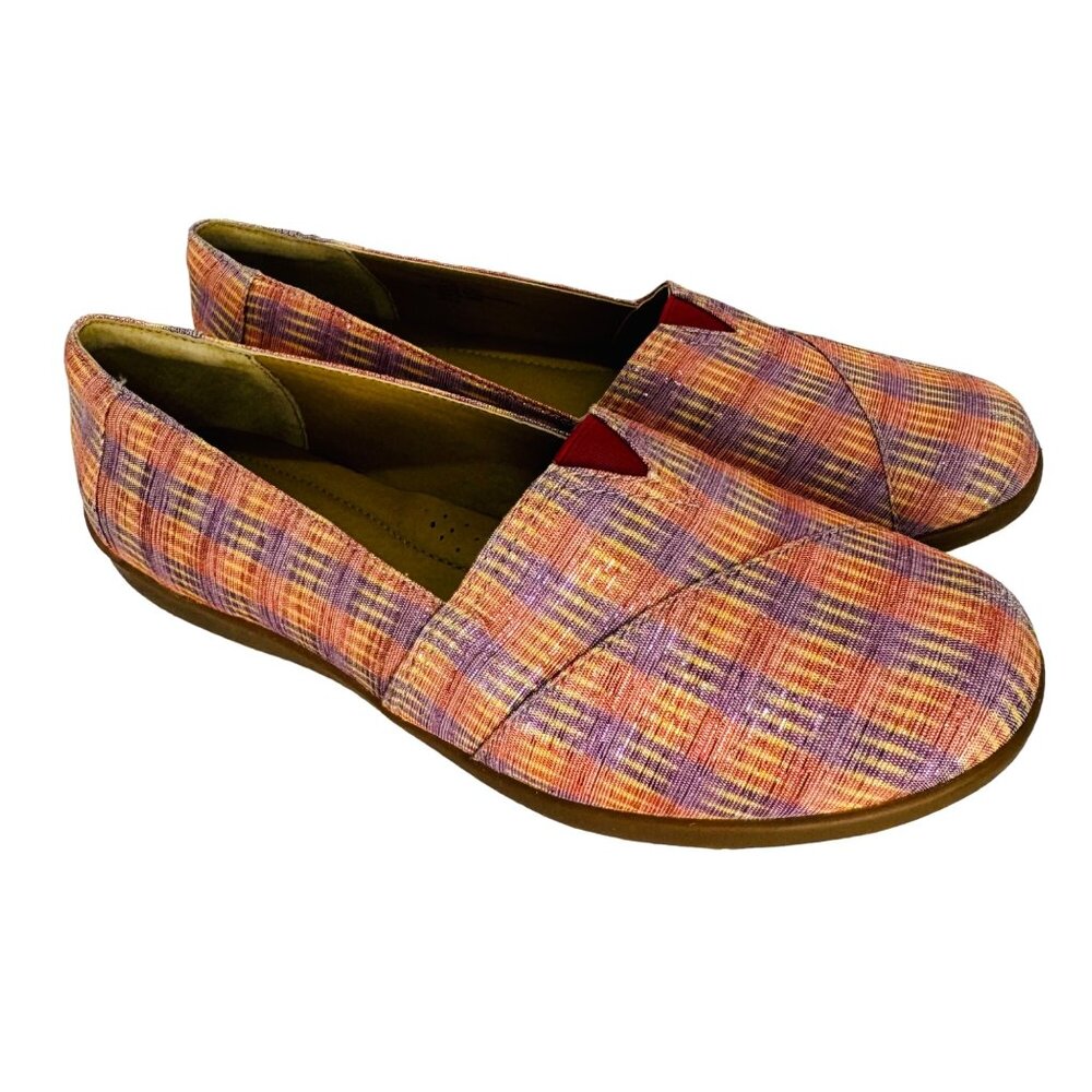 Softspots Women Pink Plaid Flats 8 Slip-On Shoes Pillow Top Technology Comfort